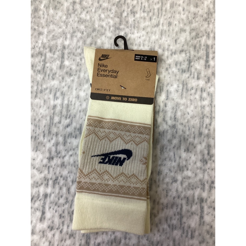 Nike Everyday Essential Dri-FIT Crew Socks Fair Isle Tan Navy FZ3071-113 L